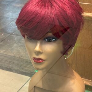 Short Red Pixie Cut Wig with Glossy Finish